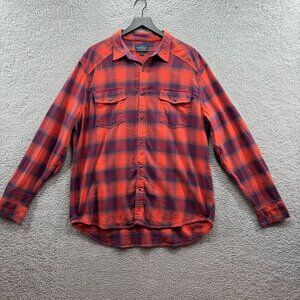 Lucky Brand Men's Plaid Flannel Shirt Orange‎ XL